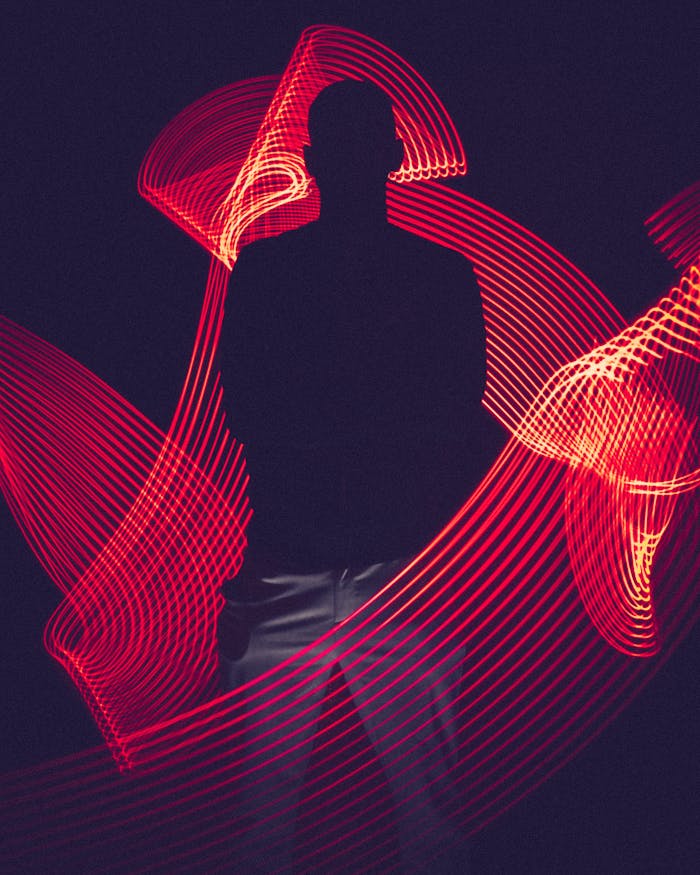 Red  Led Light With Silhouette Of A Man